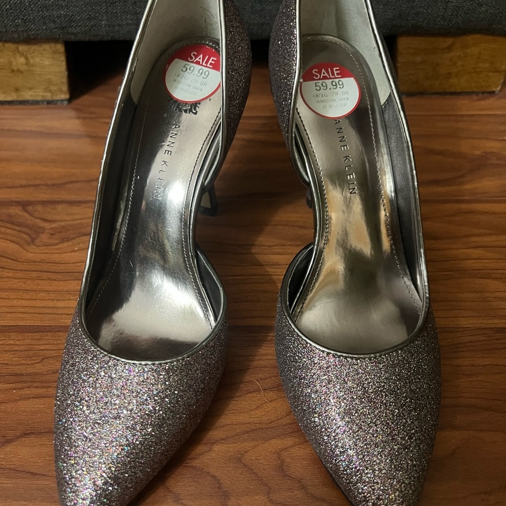 Anne Klein Silver Glitter Heels